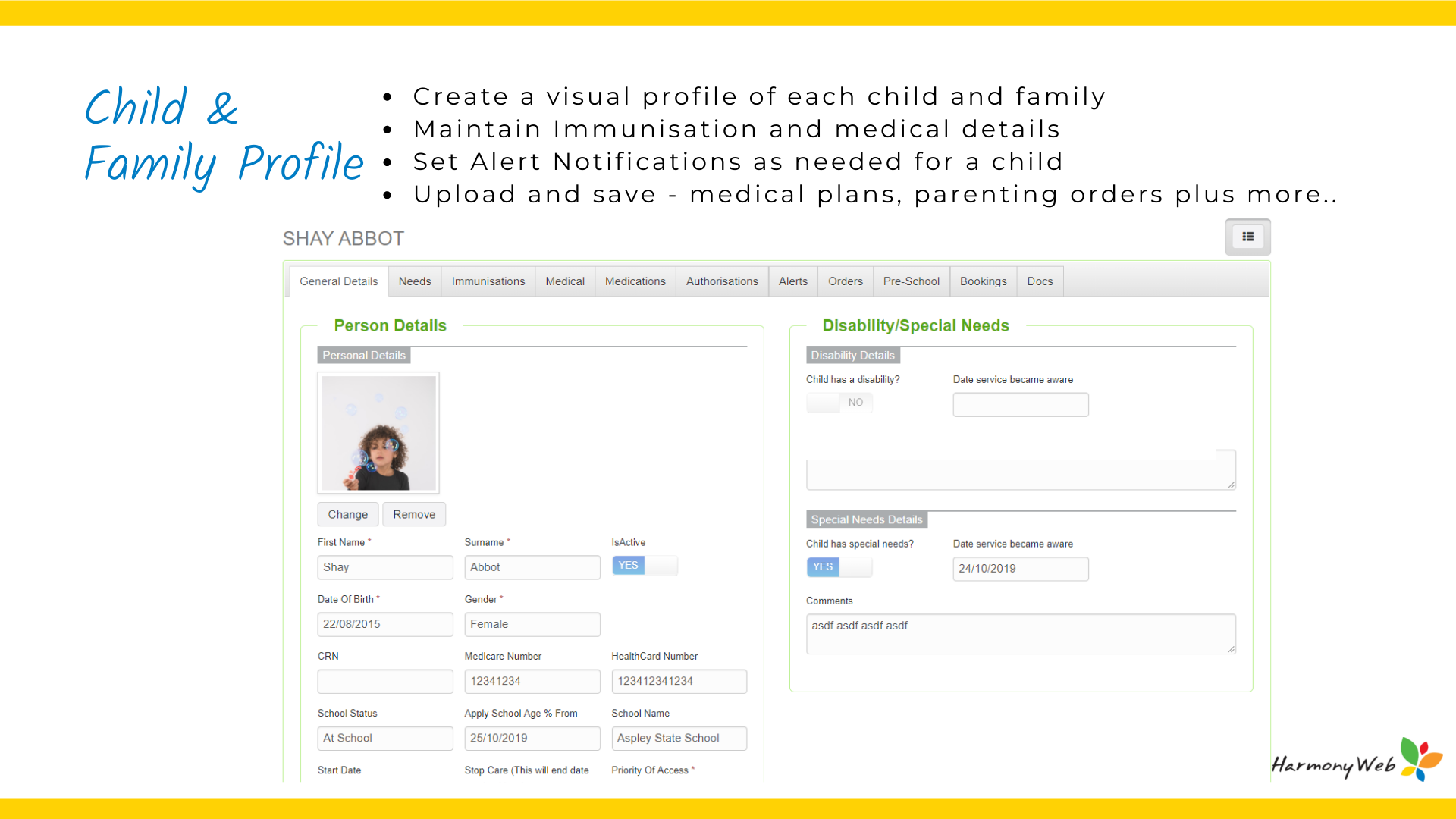 Child and family profile